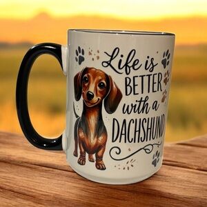 Dachshund Dog Mug - Black and White